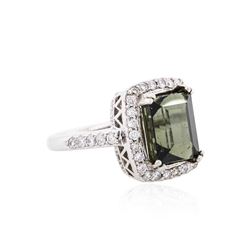 14KT White Gold 6.29ct Tourmaline and Diamond Ring