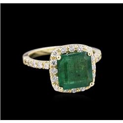 2.71ct Emerald and Diamond Ring - 14KT Yellow Gold