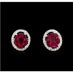 2.20ctw Ruby and Diamond Earrings - 18KT White Gold