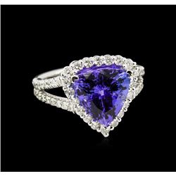 4.63ct Tanzanite and Diamond Ring - 14KT White Gold