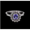 Image 2 : 0.75ct Tanzanite and Diamond Ring - 14KT White Gold
