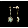 Image 2 : 1.53ctw Opal and Diamond Earrings - 18KT Yellow Gold