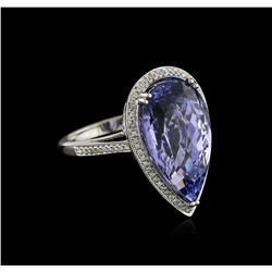 14KT White Gold 14.51ct Tanzanite and Diamond Ring