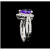 Image 4 : 2.14ct Tanzanite and Diamond Ring - 14KT White Gold