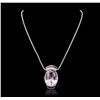 Image 3 : 14KT White Gold 80.22ct Kunzite and Diamond Pendant With Chain