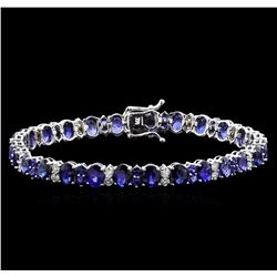 18.00ctw Blue Sapphire Bracelet - 14KT White Gold