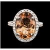 Image 2 : 14KT White Gold 5.34ct Orange Tourmaline and Diamond Ring