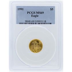 1991 PCGS MS69 $5 American Eagle Gold Bullion Coin