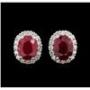 Image 1 : 5.76ctw Ruby and Diamond Earrings - 18KT White Gold