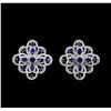 Image 1 : 3.53ctw Blue Sapphire and Diamond Earrings - 14KT White Gold