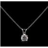 Image 1 : 0.71ct Diamond Pendant With Chain - 14KT White Gold