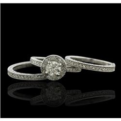 14KT White Gold 1.87ctw Diamond Ring Wedding Set