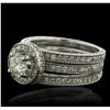 Image 2 : 14KT White Gold 1.87ctw Diamond Ring Wedding Set