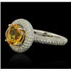 Image 2 : 14KT White Gold 2.70ct Citrine and Diamond Ring