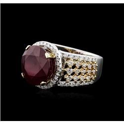 14KT Two-Tone Gold 9.57ct Ruby and Diamond Ring