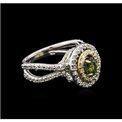 0.75ct Demantoid Garnet and Diamond Ring - 14KT White Gold