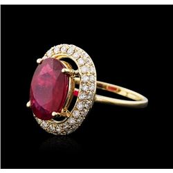 14KT Yellow Gold 3.89ct Ruby and Diamond Ring