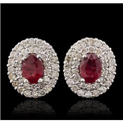 14KT White Gold 2.07ctw Ruby and Diamond Earrings