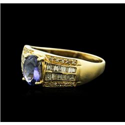 14KT Yellow Gold 1.04ct Tanzanite and Diamond Ring