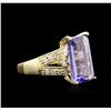 Image 1 : 4.95ct Tanzanite and Diamond Ring - 14KT Yellow Gold