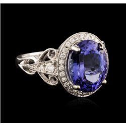 14KT White Gold 6.59ct Tanzanite and Diamond Ring