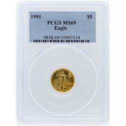 1991 PCGS MS69 $5 American Eagle Gold Bullion Coin