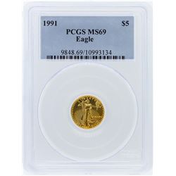 1991 PCGS MS69 $5 American Eagle Gold Bullion Coin