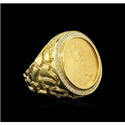 14KT Yellow Gold 0.43ctw Diamond Coin Ring