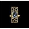 Image 2 : 2.70ct Blue Topaz and Diamond Ring - 18KT Yellow Gold