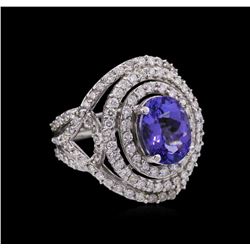 14KT White Gold 3.82ct Tanzanite and Diamond Ring