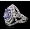 Image 2 : 14KT White Gold 3.82ct Tanzanite and Diamond Ring