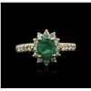 Image 2 : 14KT Yellow Gold 1.04ct Emerald and Diamond Ring