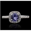 Image 2 : 14KT White Gold 0.72ct Tanzanite and Diamond Ring