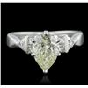 Image 2 : Platinum 1.79ctw Pear Cut Diamond Ring