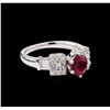 Image 1 : 1.37ct Ruby and Diamond Ring - 18KT White Gold