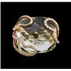 Image 1 : 18.10ct Peridot and Diamond Ring - 14KT Rose Gold