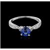 Image 2 : 14KT White Gold 0.92ct Sapphire and Diamond Ring