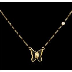 0.03ct Diamond Butterfly Necklace - 14KT Yellow Gold