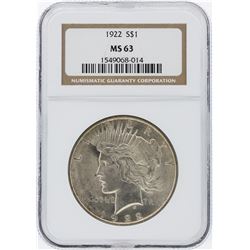 1922 NGC MS63 Peace Silver Dollar