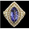 Image 2 : 14KT Yellow Gold 10.41ct Tanzanite and Diamond Ring