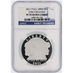 2011-P NGC Graded PF70 Ultra Cameo $1 U.S. Army Silver Coin