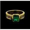 Image 2 : 2.40ct Emerald and Diamond Ring - 18KT Yellow Gold