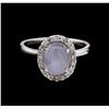 Image 2 : 3.10ct Star Sapphire and Diamond Ring - 14KT White Gold