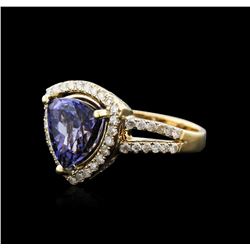 14KT Yellow Gold 5.03ct Tanzanite and Diamond Ring