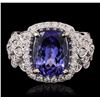 Image 2 : 14KT White Gold 4.23ct Tanzanite and Diamond Ring