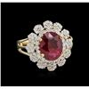 Image 1 : 3.02ct Ruby and Diamond Ring - 14KT Yellow Gold