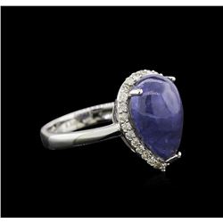 6.32ct Tanzanite and Diamond Ring - 14KT White Gold