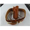 Image 1 : Brown Leather and Gold “Cowboy” Style Gunbelt