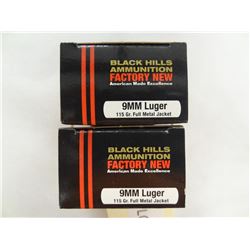 100 Rounds Black Hills 115gr 9mm Luger JHP