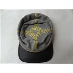 Felt Field Cap with Leather Brim/Gold Piping-X13